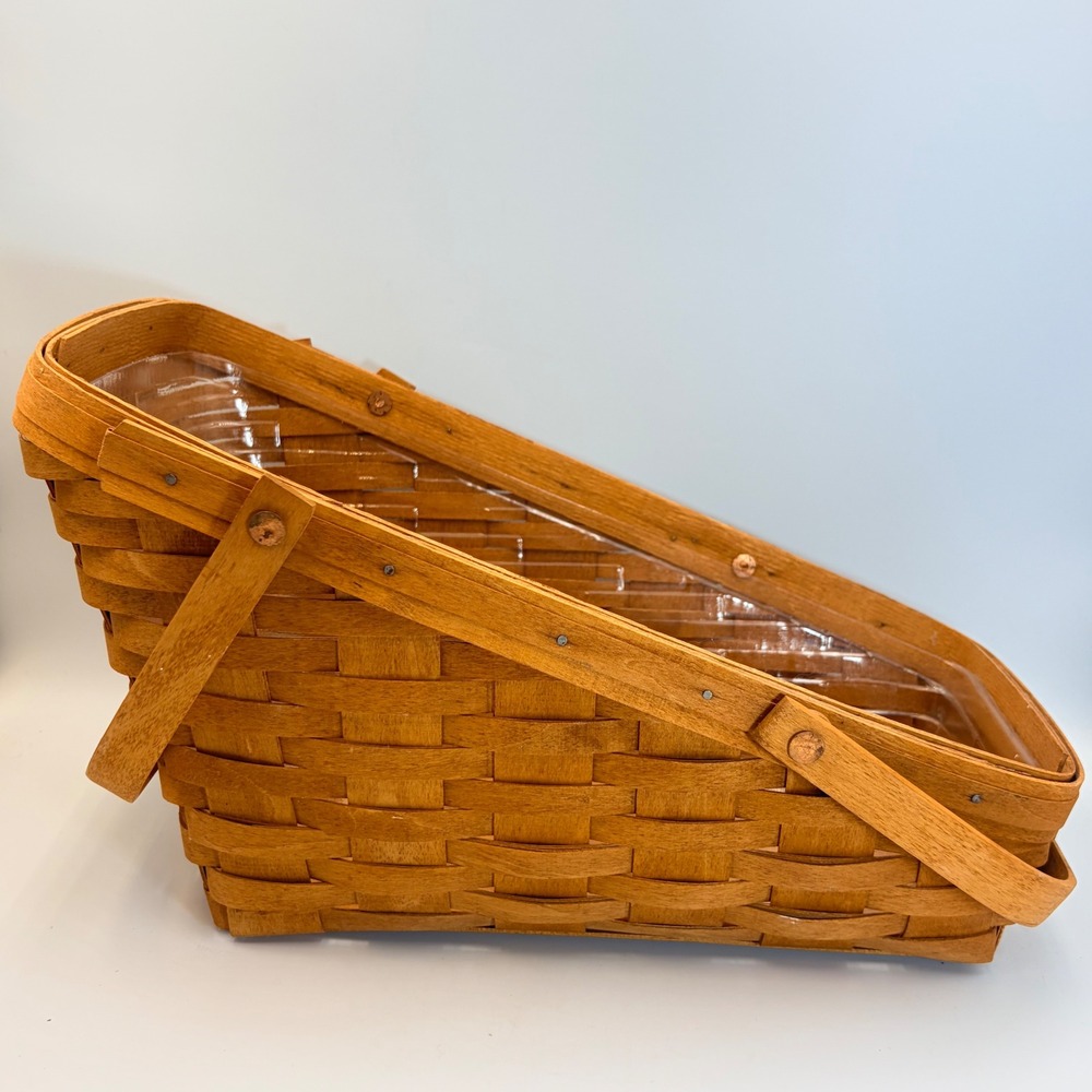 Longaberger Handwoven Sloped Basket with Liner Fruits Vegetables 2001 Cottage